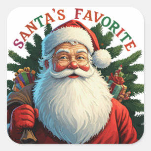 Jolly Old Saint Nick - der Favorit des Weihnachtsm Quadratischer Aufkleber