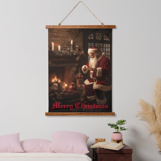 Jolly Old Saint Nick Wandteppich Mit Holzrahmen (Schlafzimmer)