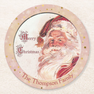 Jolly Old Santa Claus - Frohe Weihnachten Runder Pappuntersetzer