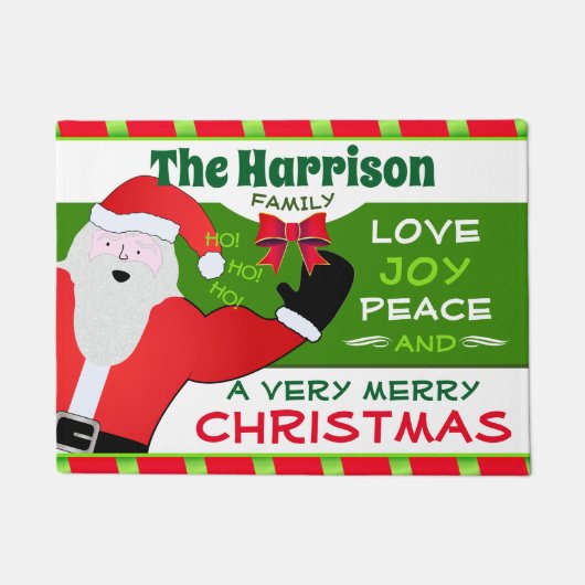 Jolly Old Santa mit Ihrem Familiennamen | Weihnach Fußmatte (Vorderseite)