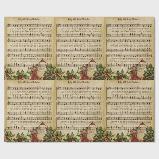 "JOLLY OLD ST. NICHOLAS" Vintag Geschenkpapier (Flach)