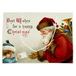 Jolly Old World Santa and Child Große Geschenktüte