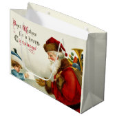 Jolly Old World Santa and Child Große Geschenktüte (Vorderseite Schrägansicht)