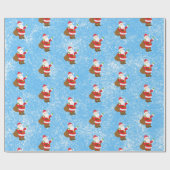 Jolly Ole Saint Nick Blauer Schwamm Paint Snow Geschenkpapier (Flach)