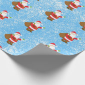 Jolly Ole Saint Nick Blauer Schwamm Paint Snow Geschenkpapier (Ecke)