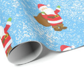 Jolly Ole Saint Nick Blauer Schwamm Paint Snow Geschenkpapier (Rolleneckpunkt)
