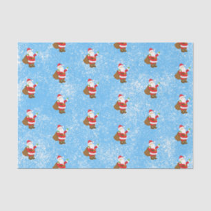 Jolly Ole Saint Nick Blauer Schwamm Paint Snow Seidenpapier