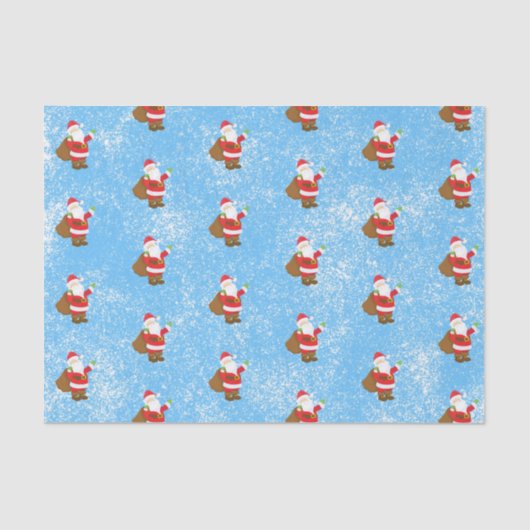 Jolly Ole Saint Nick Blauer Schwamm Paint Snow Seidenpapier (Vorderseite)