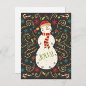 Jolly Otomi Holiday Snowman Postkarte (Vorne/Hinten)