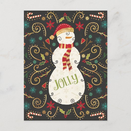 Jolly Otomi Holiday Snowman Postkarte (Vorderseite)