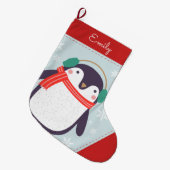Jolly Penguin Großer Weihnachtsstrumpf (Vorderansicht (hängend))