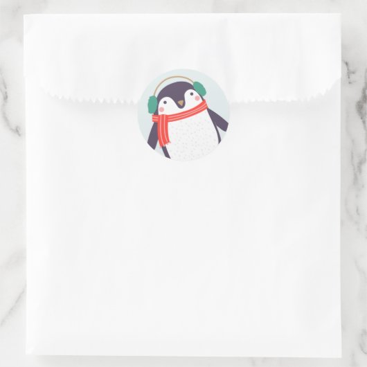 Jolly Penguin Runder Aufkleber (Tasche)