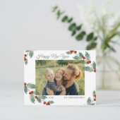 Jolly Pflanze Botanical New Year Script Foto Postkarte (Stehend Vorderseite)