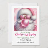 Jolly pink santa bubble gum watercolor holiday einladung (Vorderseite)