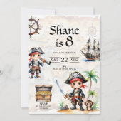 Jolly Pirates 8. Geburtstagsparty Einladung (Vorderseite)