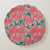 Jolly Poinsettia Personalisiert Monogram Rundes Kissen (Rückseite)