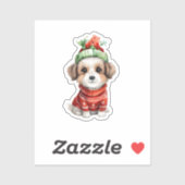Jolly Pup: Hund in Weihnachtsmannmütze Sticker (Blatt)