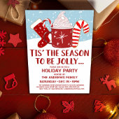 Jolly Red Blue Cocoa Candy Cane Strumpf Holiday Einladung