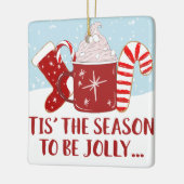 Jolly Red Blue Cocoa Candy Cane Strumpf Weihnachte Keramikornament (Links)