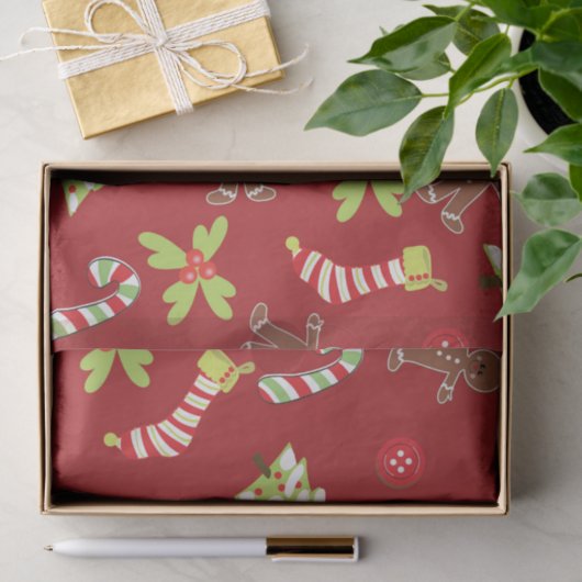 Jolly Red Christmas Candy Canes, Gingerbrot Seidenpapier (Geschenk)