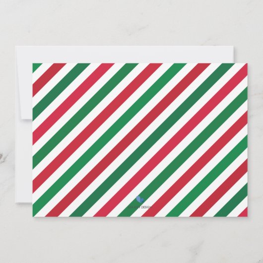 Jolly Red Green Striping Birth Announcement Foto Ankündigung (Rückseite)