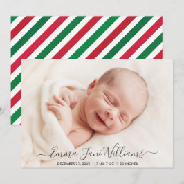 Jolly Red Green Striping Birth Announcement Foto Ankündigung