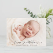 Jolly Red Stripes Birth Announcement Foto Card Ankündigung (Stehend Vorderseite)
