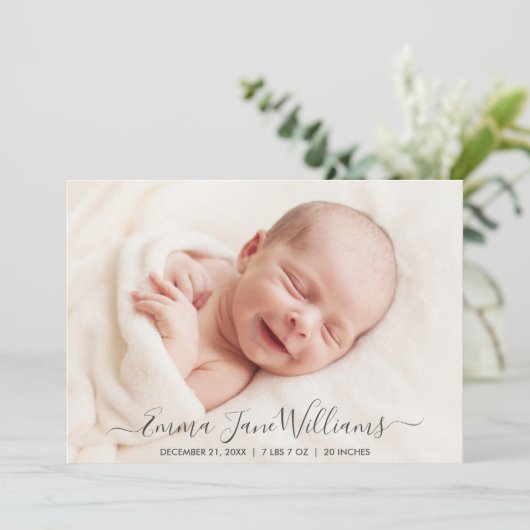 Jolly Red Stripes Birth Announcement Foto Card Ankündigung (Stehend Vorderseite)