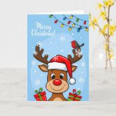 Jolly Reindeer Christmas Cheer – Kids Holiday Card Karte (Gelbe Blume)