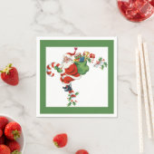 Jolly Retro Santa Riding Candy Cane Grünbuch Serviette (Beispiel)