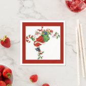 Jolly Retro Santa Riding Candy Cane Red Serviette (Beispiel)