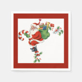 Jolly Retro Santa Riding Candy Cane Red Serviette (Vorderseite)