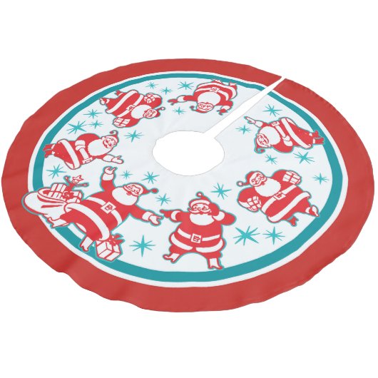 Jolly Retro Santas Polyester Weihnachtsbaumdecke (Schrägansicht)