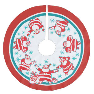 Jolly Retro Santas Polyester Weihnachtsbaumdecke