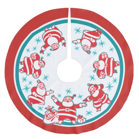 Jolly Retro Santas Polyester Weihnachtsbaumdecke (Vorderseite)