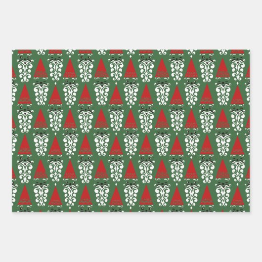 Jolly Retro Santas Wrapping Paper Geschenkpapier Set (Vorderseite 3)
