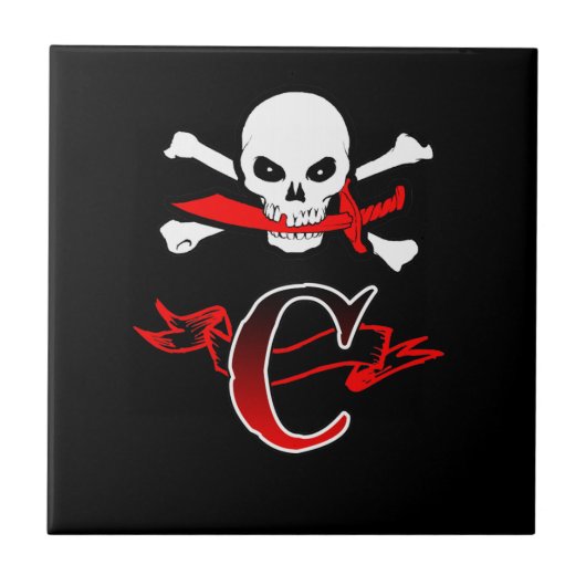 Jolly Roger C Monogram Anfangs Fliese (Vorderseite)