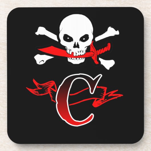 Jolly Roger C Monogram Anfangs Getränkeuntersetzer (Vorderseite)