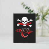 Jolly Roger C Monogram Anfangs Postkarte (Stehend Vorderseite)