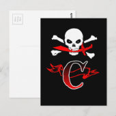 Jolly Roger C Monogram Anfangs Postkarte (Vorne/Hinten)
