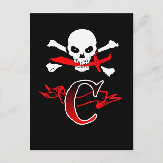 Jolly Roger C Monogram Anfangs Postkarte (Vorderseite)
