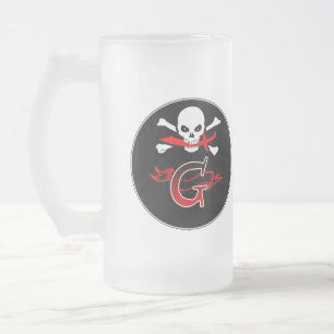 Jolly Roger G Monogramm Anfangsbuchstabe Mattglas Bierglas