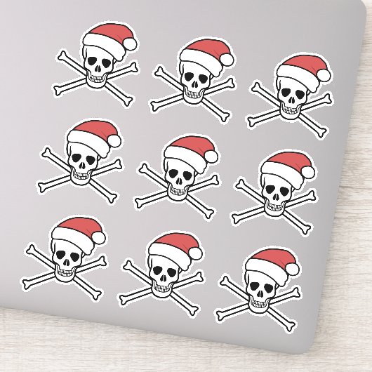 Jolly Roger Giftschädel und Knochen Pirat Santa Aufkleber (Detail)