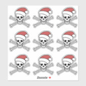 Jolly Roger Giftschädel und Knochen Pirat Santa Aufkleber (Blatt)