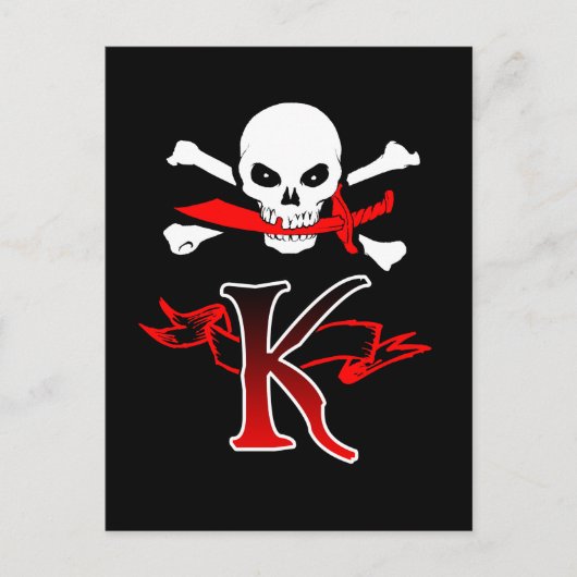 Jolly Roger K Monogramm Initiale Postkarte (Vorderseite)