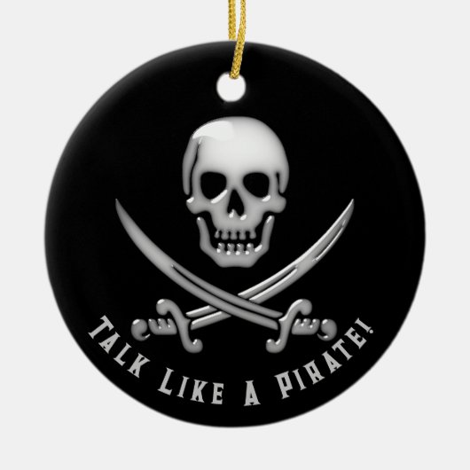 Jolly Roger Pirate Day Keramik Ornament (Vorne)