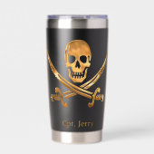 Jolly Roger Pirate Gold Custom Thermobecher (Vorderseite)