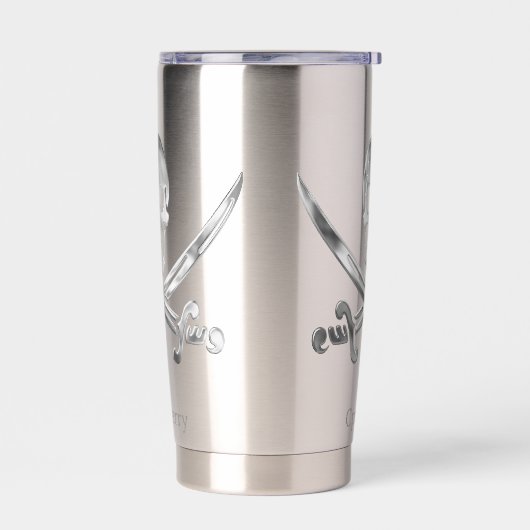 Jolly Roger Pirate Silver Custom Thermobecher (Links)