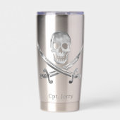 Jolly Roger Pirate Silver Custom Thermobecher (Vorderseite)