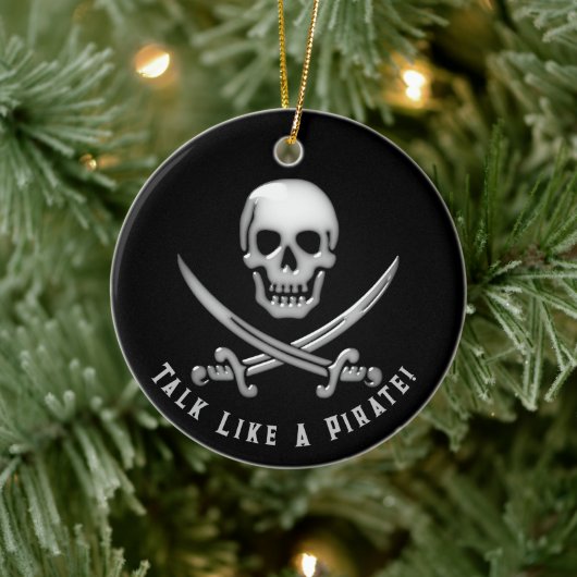 Jolly Roger Piratentag Keramik Ornament (Baum)